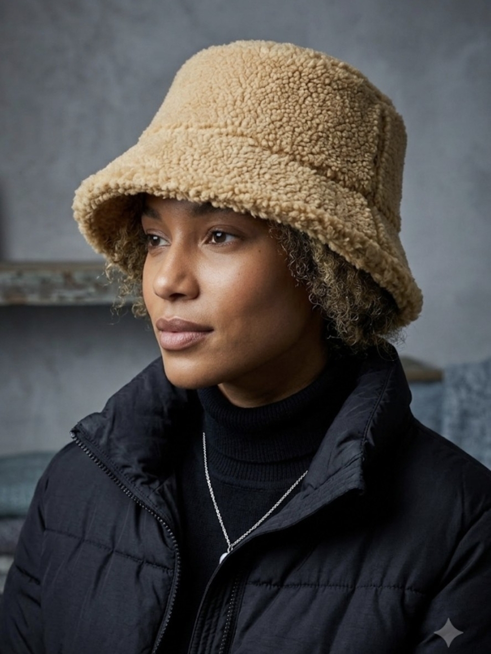 Cozy Sherpa Bucket Hat - Camel